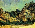 Mountains at Saint Remy with Dark Cottage Vincent van Gogh